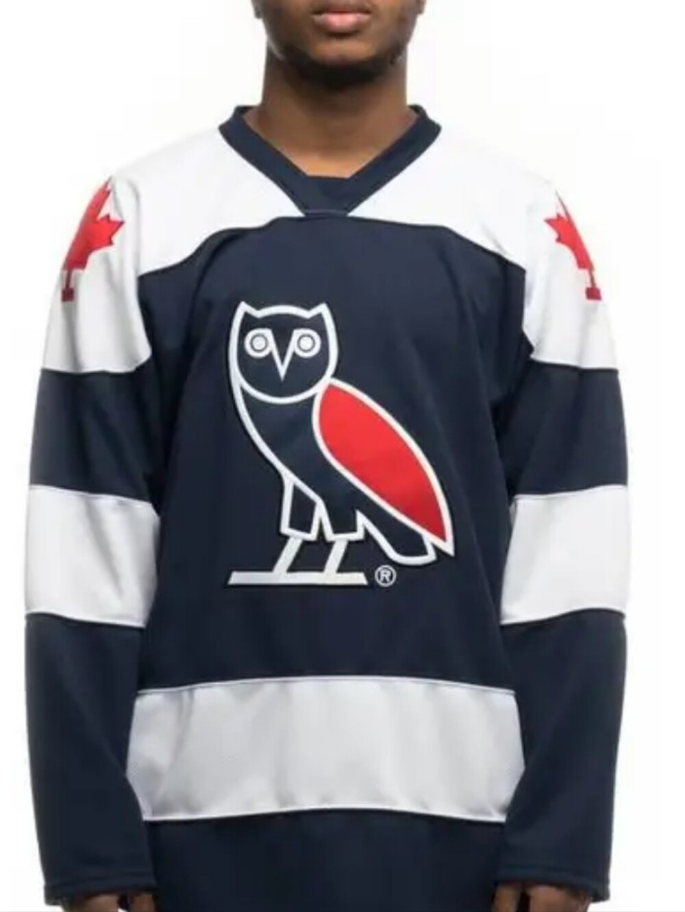 NWOT Drake OVO Navy, White & Red Hockey Jersey with Owl Crest - Picture 3 of 5